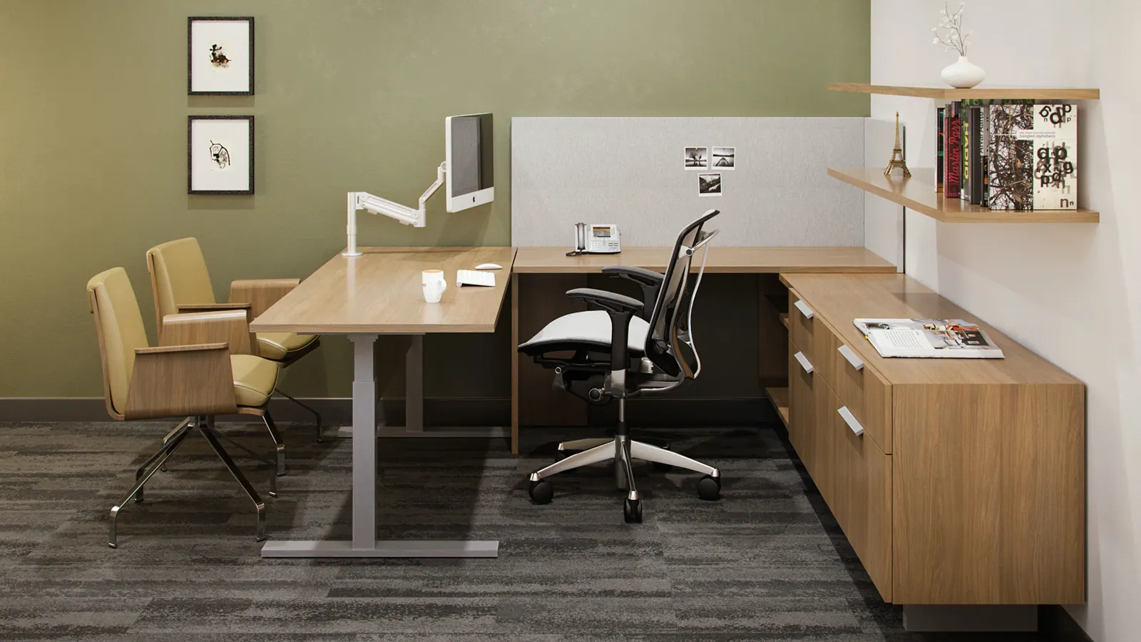 Private office visualization with product and material clarity