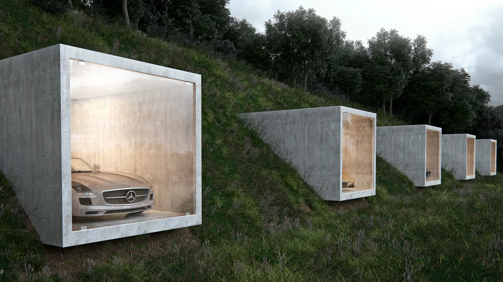 Exterior architectural rendering for real estate marketing