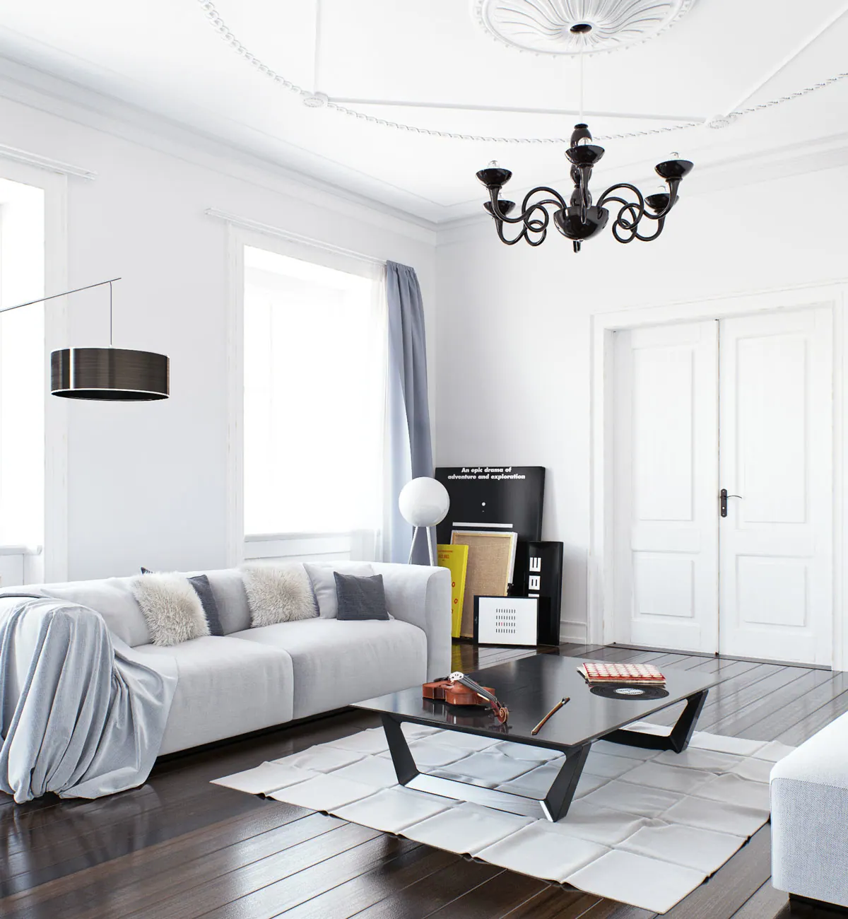 Rendered interior scene used for design and approval review