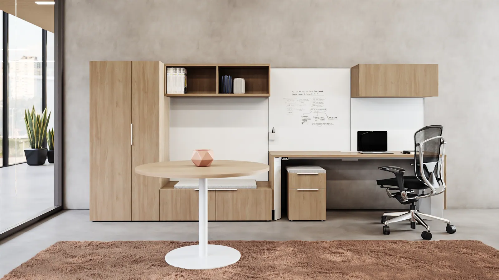 Private office rendering variant for visual direction review
